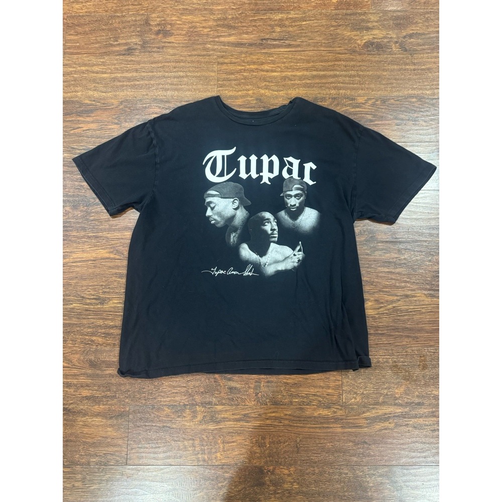 2Pac Tupac Shakur Triple Portrait T Shirt Mens XL Black Hip Hop Rap Tee